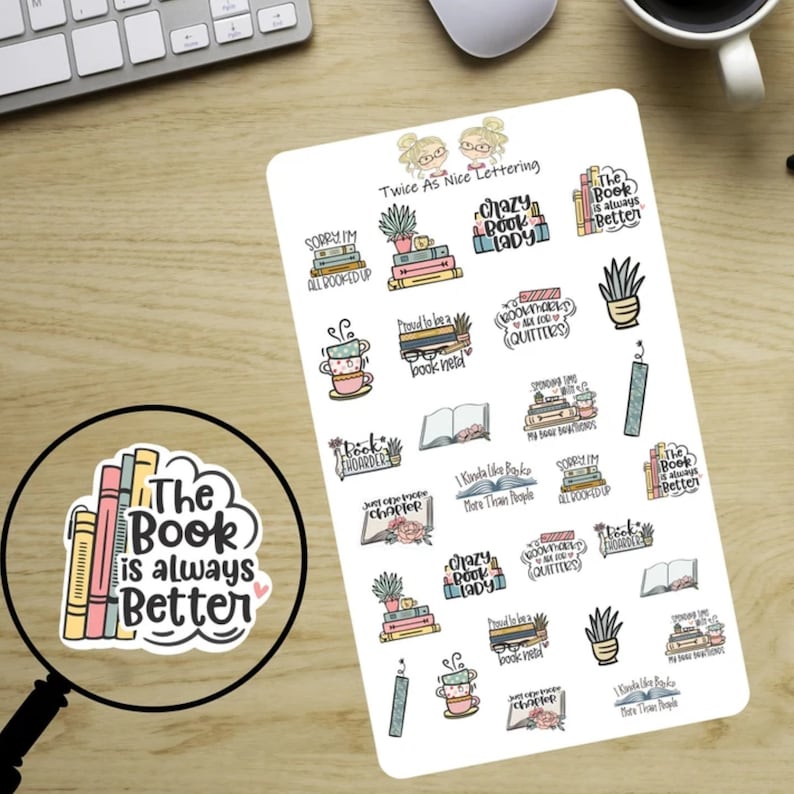 Book Stickers, Reading Books Planner Stickers, Sheet Stickers, Stickers For Planners, Planner Stickers, Fits Erin Condren, Book Club image 1