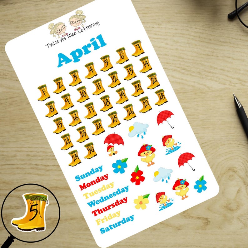 April Planner Stickers: Monthly Kit for Planners - Etsy