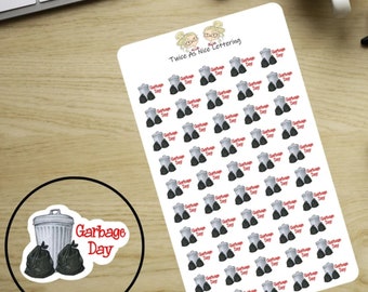 Garbage Day Reminder Stickers, Trash Day Stickers, Reminder Stickers, Chore Stickers, Stickers For Planners, Planner Stickers