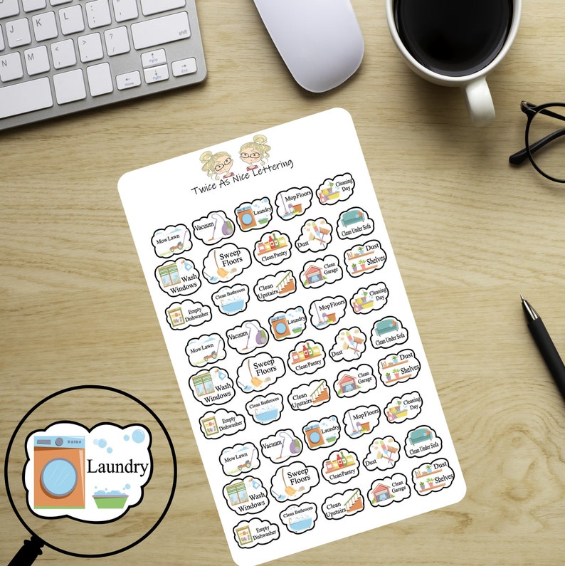 House Cleaning Stickers, Cleaning Stickers, To Do Stickers, Planner Stickers, Happy Planner, Erin Condren image 4