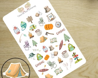 Camping Planner Stickers: Summer Vacation Scrapbook Decals