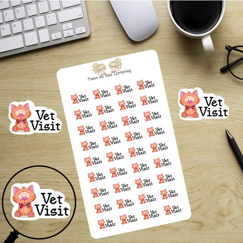 Vet Visit Planner Stickers For Cats, Vet Appointment Stickers, Sticker Sheets, Planner Stickers, Cat Stickers Bild 3