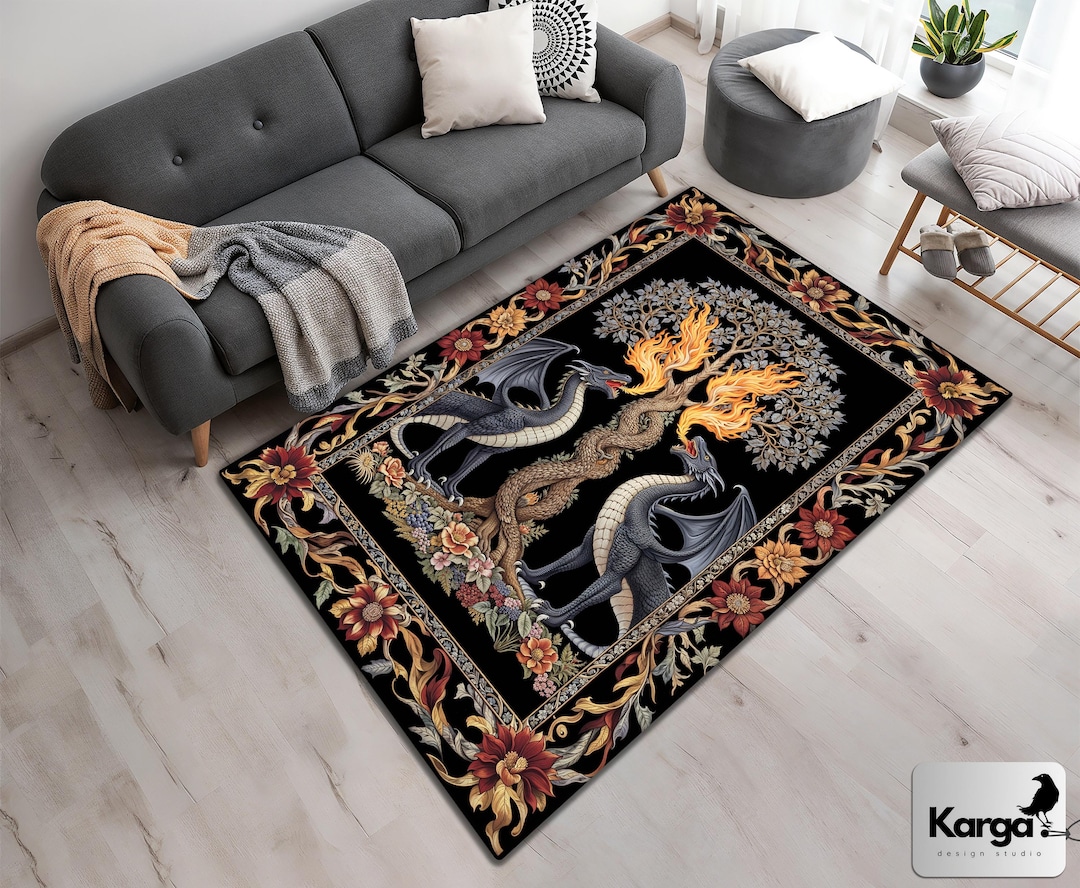 Fantasy Inspired Area Rug, Dark Academia Gothic Book Nook Decor ...
