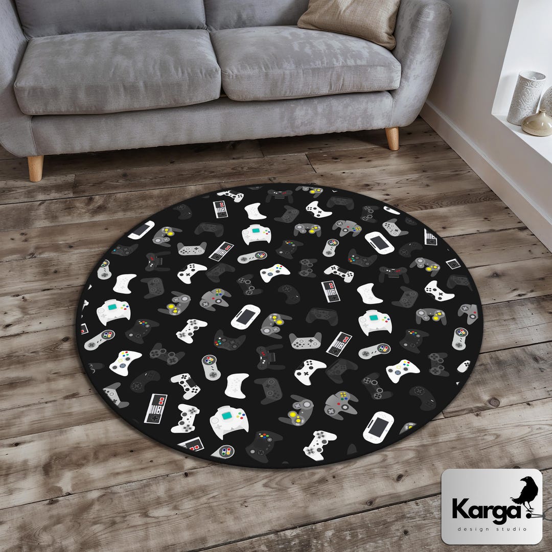 Round Xbox Rug Joystick Round Rug, Joystick Rug, Joystick Circle Rug, Game Room Rug ...