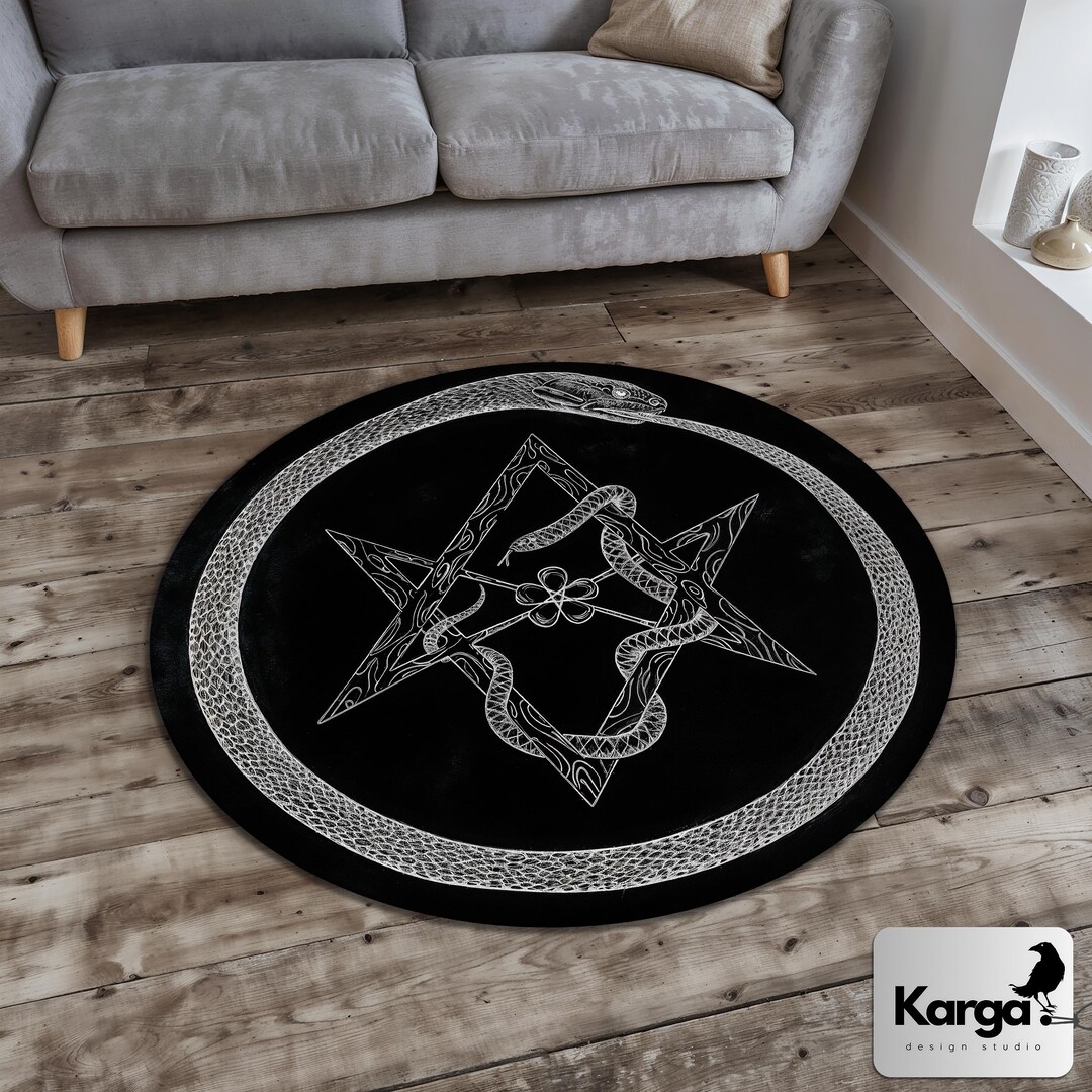 Snake Round Rug, Mystic Snake Rug, Snake Skeleton Rug, Gothic Bedroom ...