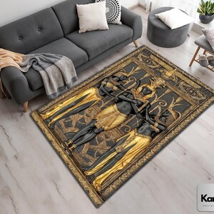 Egypt Rug, Hieroglyph Rug, Anubis Rug, Ancient Rug, Egyptian Decor, For Living Room, Cool Rug, Area Rug, Housewarming Gift, Home Decor
