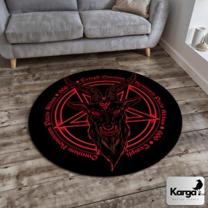 Goatboi Round Rug, Baphomet Round Rug, Horror Devil Rug, Devil Board Rug, Satanic Pentagram Round Rug, Satanic Dark Skull Rug, Satanic Decor