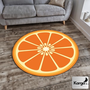 Orange Slice Rug, Summer Fruits Carpet, Fruit Lover Gift, Funny Food Home Decor, Kids Room Play Mat, Circle Kitchen Mat, Orange Round Rug