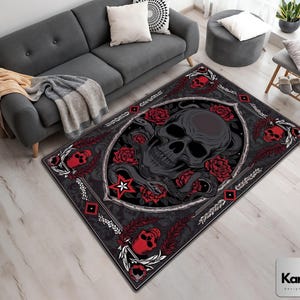 Skull Rug, Gothic Rug, Snake and Skull Rug, Flower Rug, Fear Rug, Modern Rug, Popular Rug, Living Room Rug, Skull and Flower Rug, Home Decor