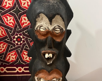 Lega Sakimatwematwe Figure | Central African Tribal Sculpture | ‘The Thee Faced Man’ | Authentic African Warega Art | Bwami Society