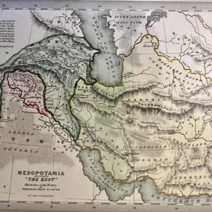 Antike religiöse Karten von Jerusalem, Galiläa, dem Nahen Osten und Mesopotamien | Vintage Landkarten | Handkolorierte georgische Landkarten aus dem Jahr 1833