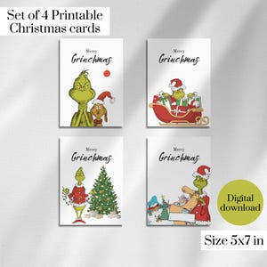 Digitale Weihnachtskarten, Grinch, Merry Grinchmas, Printable, PDF