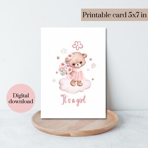Printable Baby Shower Card, Baby Girl, Digital Download, PDF, PNG - Etsy