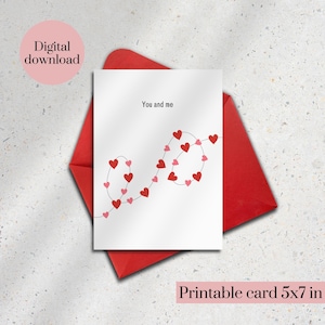 Carte de Saint-Valentin numérique, joyeuse Saint-Valentin, je t'aime, carte simple imprimable, PNG, PDF
