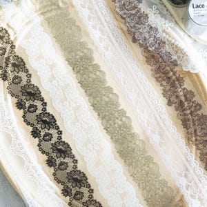Lace Laser Tape – Black Gothic Lace or Beige Floral Trim | Transparent PET Tape for Journaling, Scrapbooking, DIY Collage - 1 roll