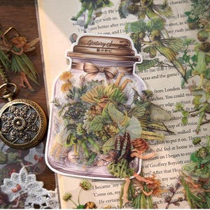 Vintage Flower Fairy Stickers Set | 20PCS Green Transparent Cottagecore Ephemera | Woodland Botanical Fairies for Journaling, Scrapbook