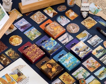45 pcs Famous Art Masterpiece Sticker Set | Van Gogh, Mucha & Monet Aesthetic Stickers for Journaling, Scrapbook and Collage Lovers