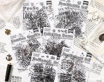 40 pcs Minimal Quote Stickers Sets – Inspirational, Faith & Romance Sets | Black and White Word Stickers for Journaling and Scrapbooking