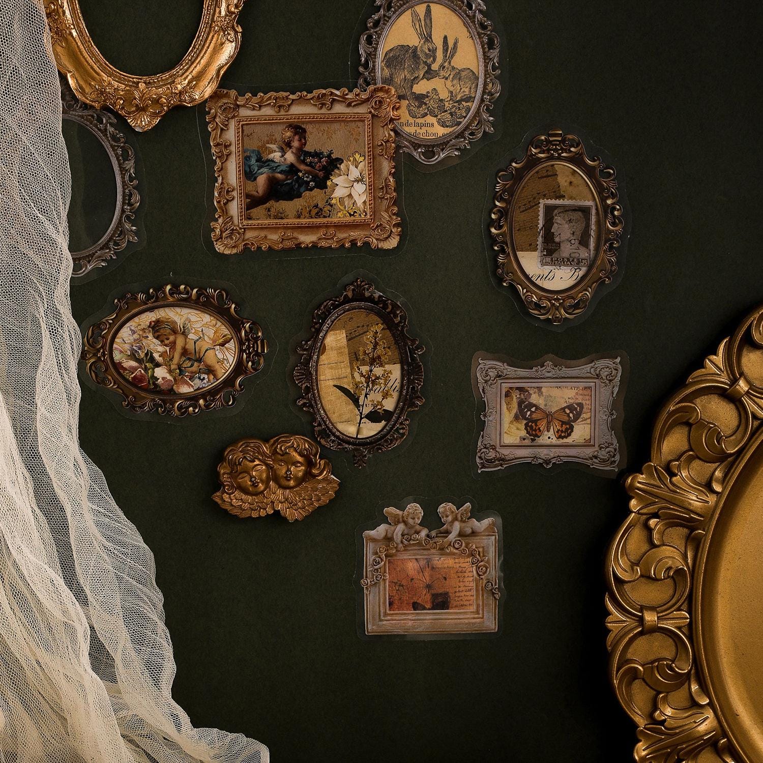 20pcs Baroque Frame Stickers | Transparent PET Antique Frame Ephemera ...