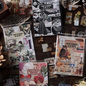 Vintage Aesthetic Stickers Pack | Retro Ephemera Collection for Junk Journal Scrapbook DIY Crafts Planner Decoration - 150+ Stickers
