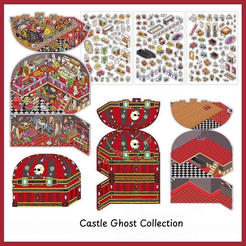 3D Deco Scene Stickers Set | Ghost Hotel Sweetheart Clinic Ancient ...