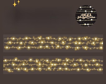 Star Light Garland Washi Tape Roll | Holographic Laser Sticker Tape for Scrapbooking, Journaling, DIY Crafts, Planner Decoration - 1 Roll