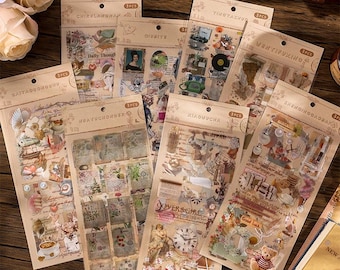 50 pcs Vintage Romance & Antique Europe Collage Stickers | Ephemera Scrapbook Kit – Angelic Love or Old Newspaper Theme for Journaling