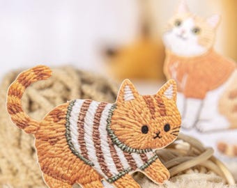 20 pcs Kawaii Cat Dog Stickers | Cute Embroidery Style Pet Stickers with Cozy Outfit Illustrations for Journal Planner Scrapbook Decor