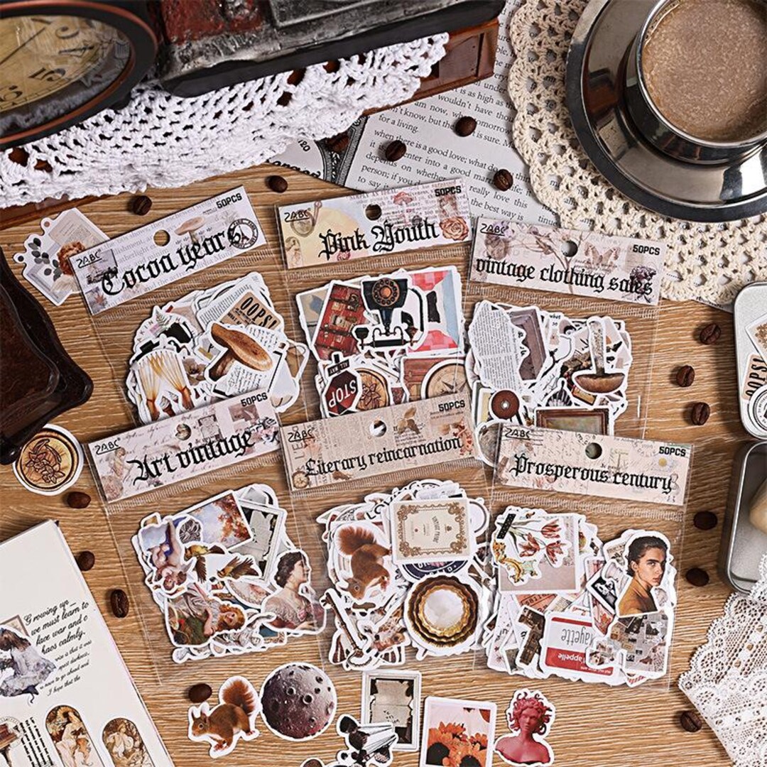 50 Pcs Vintage Object Sticker | Retro Ephemera Stickers of Furniture ...