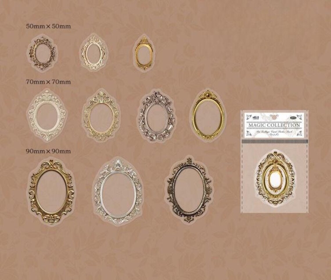 20pcs Baroque Frame Stickers | Transparent PET Antique Frame Ephemera ...