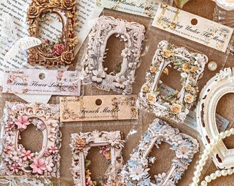10 pcs 3D Vintage Flower Frame | Romantic Baroque Frame Set for Scrapbooking, Junk Journaling, Cardmaking, Collage Craft | Border Ephemera