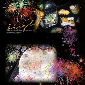 3 Sheets Luxury Gold Fireworks PET Sticker | Transparent Foil Sparkle Planner Scrapbook Journal Decoration Celebration Party Decor image 7