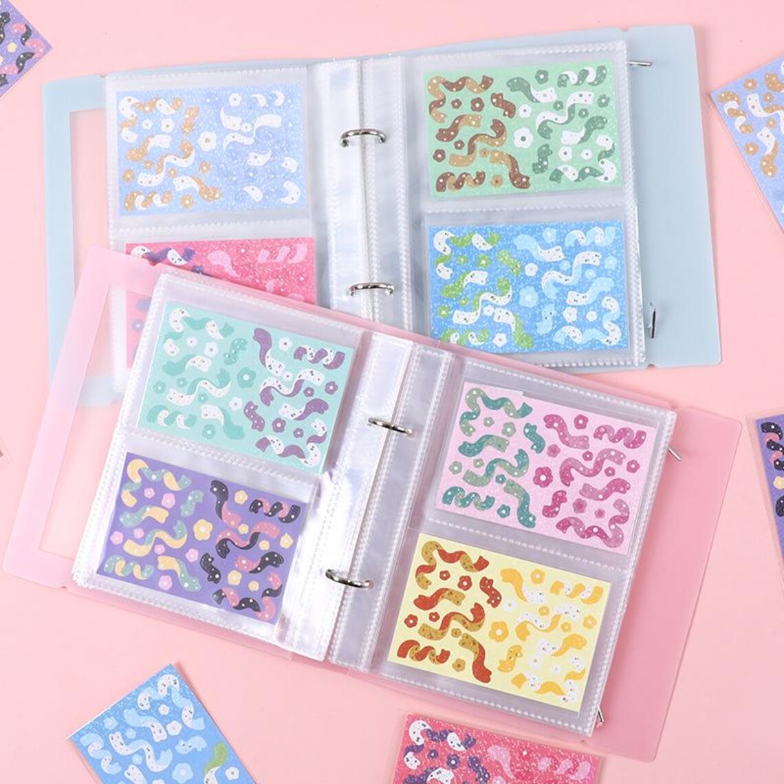 100 Pockets Pastel Sticker Storage Binder | Kawaii Loose Leaf Planner ...