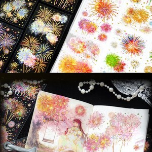 3 Sheets Luxury Gold Fireworks PET Sticker | Transparent Foil Sparkle Planner Scrapbook Journal Decoration Celebration Party Decor image 6
