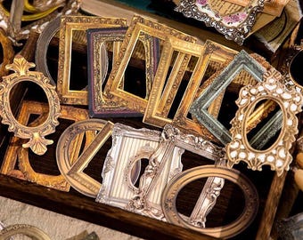 30 pcs Vintage Frame for Junk Journaling | Ornate Picture Frame Set | Baroque Gold Metallic Border Ephemera for Scrapbook Collage