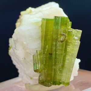 Green Tourmaline Crystals Bunch With Albite From Skardu Pakistan, 62 CT