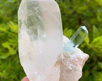 Sky Blue Aquamarine On Feldspar From Shigar Mine Skardu Pakistan