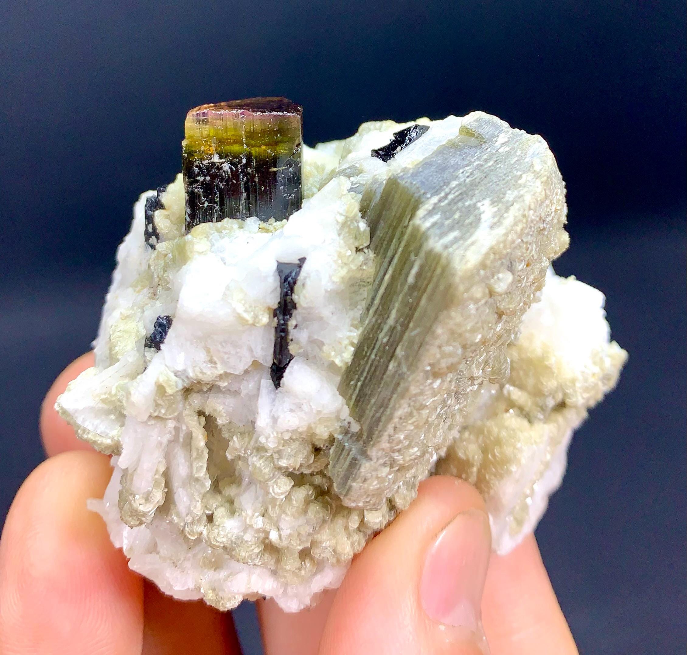 Bi Color Tourmaline With Muscovite From Skardu Pakistan, 117 Gram