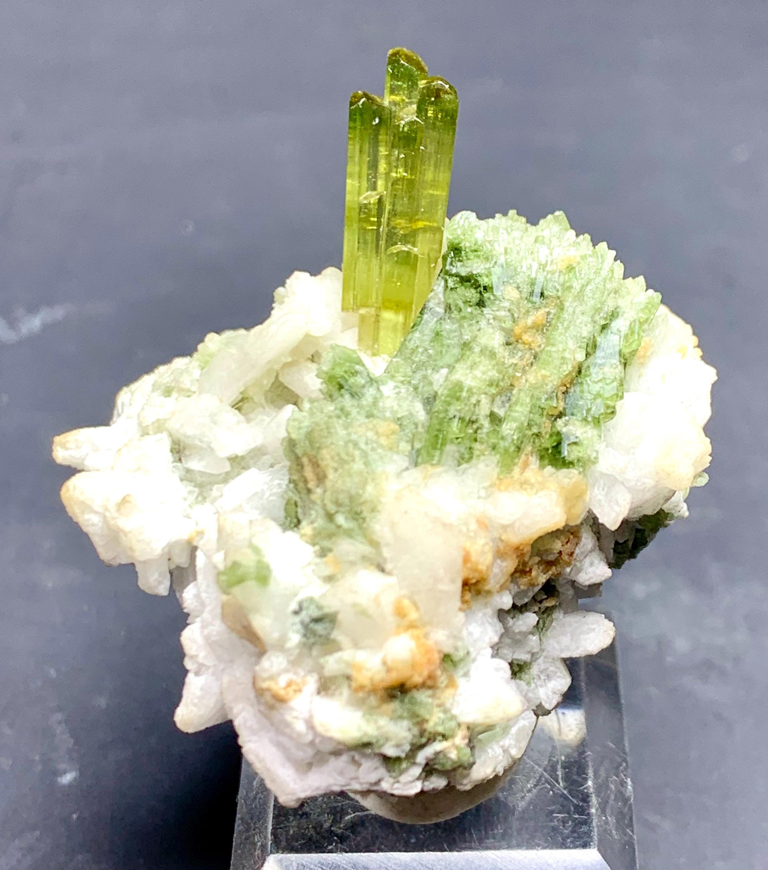 Leaf Green Tourmaline on Feldspar From Skardu Pakistan. 155 CT