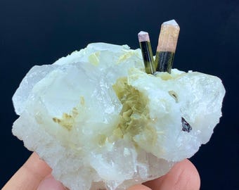 Leaf Green Tourmaline on Feldspar From Skardu Pakistan. 155 CT