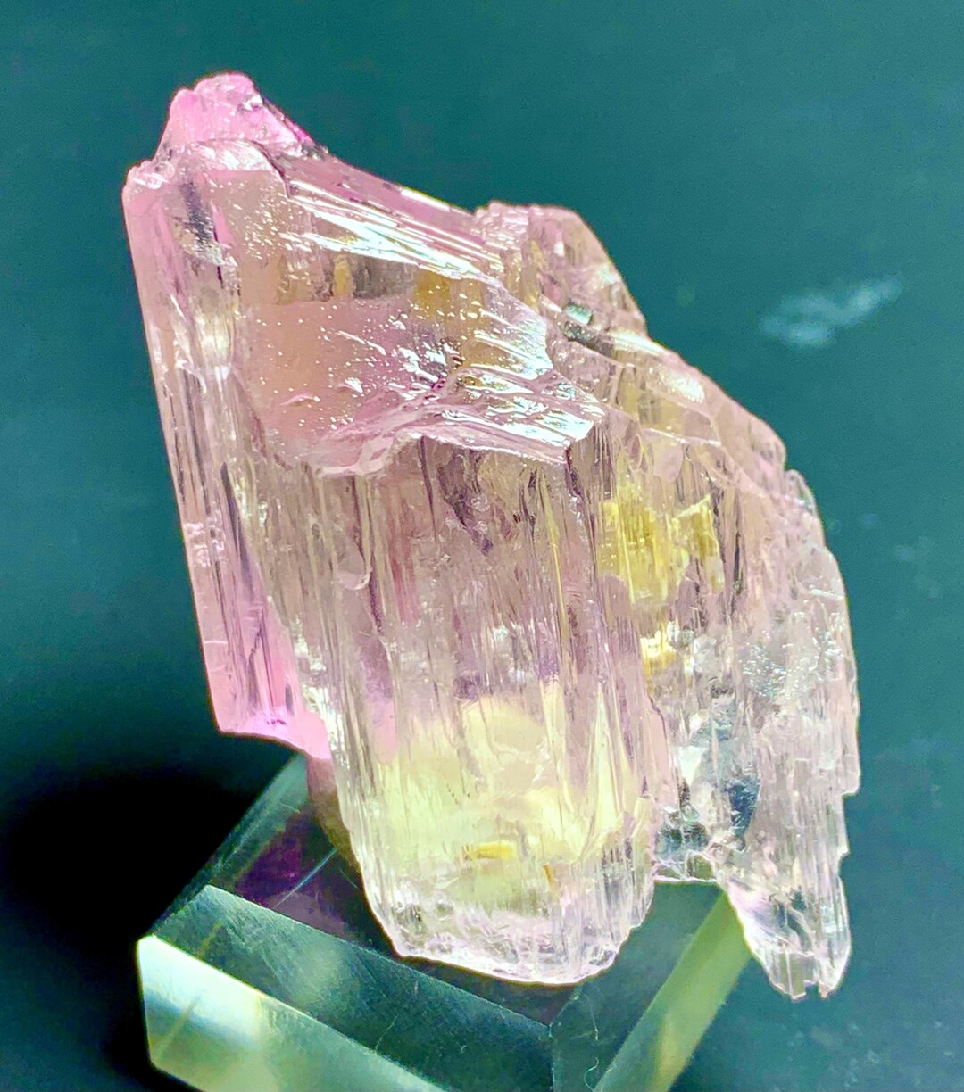 Natural Pink Colour Rare Mountain Shape Fluorescent Double Termination ...