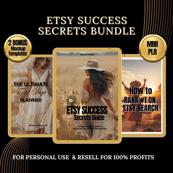 Etsy Success Secrets Bundle: Guide, Planner, Mockups (MRR PLR)