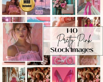 140 Aesthetic Pink Stock Photos | Instagram Faceless Digital Marketing | DFY MRR  & PLR Bundle | Luxury Pink Aesthetic Stock Photos