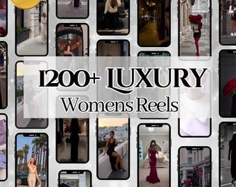 May include: A collage of images featuring women in various settings, showcasing a luxurious lifestyle. The text "1200+ LUXURY Womens Reels" is displayed in the centre of the image.