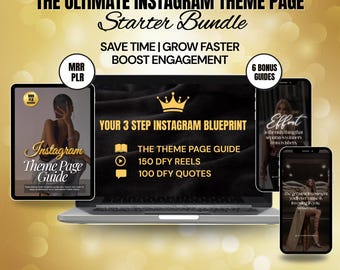 Done For You Instagram Ultimate Theme Page Bundle w/ MRR/PLR: 150 Viral Reels, 100 Quotes, Theme Page Guide, Canva Templates