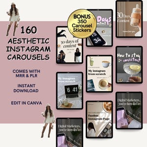 Aesthetic Instagram Templates Digital Marketing, Social Media Carousel Templates, Editable Designs, Instant Download, Resell Rights