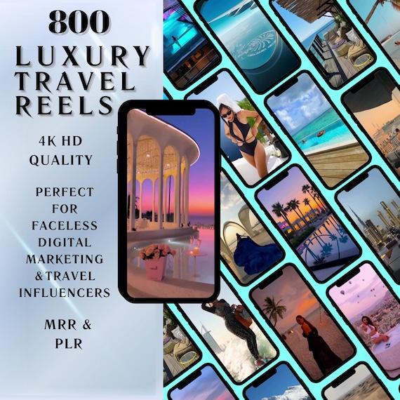 800 Luxury Travel Reels Template, MRR PLR Videos, Done For You Content, Faceless Aesthetic Travel Reels, Canva Video Template, Social Media