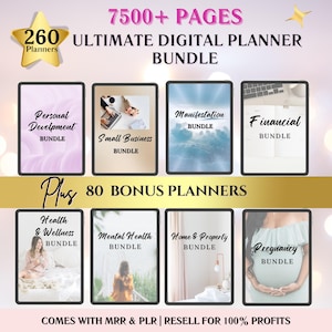 7500+ Page Digital Planner Bundle: PLR MRR Canva Templates