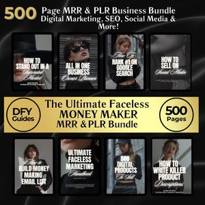 Ultimate Faceless Money Maker, MRR PLR Bundle, Faceless Digital Marketer, MRR Guide Faceless Starter Kit Master Resell Rights, Education