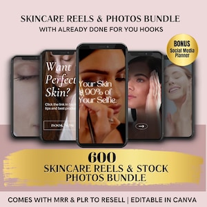 600 Skincare Reels & Stock Photos | Beauty Boss Content, Canva Editable (Digital Download)